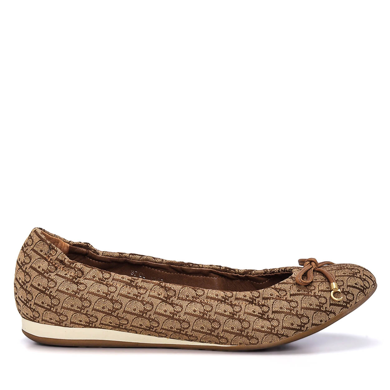 Christian Dior - Beige Canvas Dior Oblique Motif Ballerina Flats